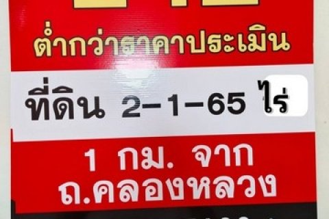 ขายต่ำกว่าราคาประเมิน ที่ดิน ใกล้ถนนคลองหลวง เพียง 1 กม. เนื้อที่ 2 ไร่ 1 งาน 65 วา2