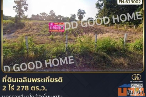 ที่ดินเฉลิมพระเกียรติ 2 ไร่ 278 ตร.ว. นครราชสีมาใกล้วัดโนนหมัน