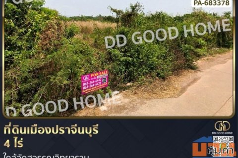 ที่ดินเมืองปราจีนบุรี 4 ไร่ ใกล้วัดสุวรรณวิทยาราม