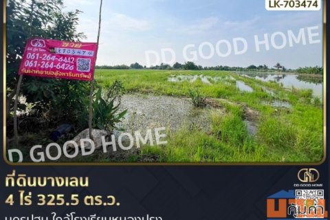 ที่ดินบางเลน 4 ไร่ 325.5 ตร.ว. นครปฐม ใกล้โรงเรียนหนองปรง