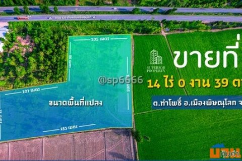 ขายที่ดิน 14 ไร่  ติดถนนใหญ่ เส้น Bypass 126 พิษณุโลก ทำเลดี ใกล้ศาลากลางใหม่