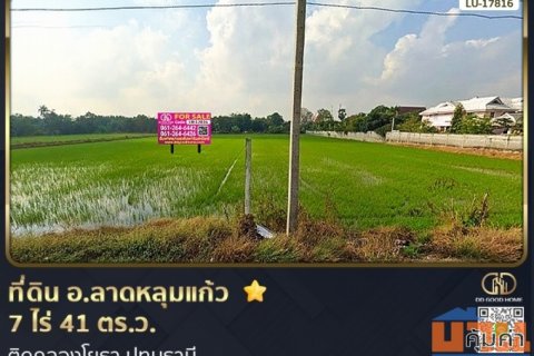 ที่ดิน อ.ลาดหลุมแก้ว 7 ไร่ 41 ตร.ว. ติดคลองโยธา ปทุมธานี