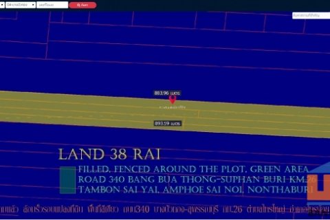 ที่ดิน38ไร่ ถมแล้ว ล้อมรั้ว รอบแปลงที่ดิน พื้นที่สีเขียว ถนน340 บางบัวทอง-สุพรรณบุรี กม.26 ตำบลไทรใหญ่ อำเภอไทรน้อย