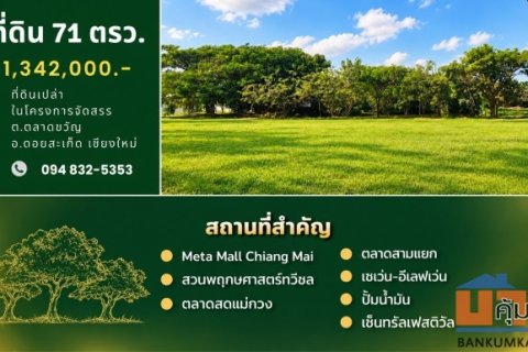 ขายที่ดิน 71 ตร.ว. ในโครงการจัดสรรบรรยากาศดี  ต.ตลาดขวัญ  อ.ดอยสะเก็ด จ.เชียงใหม่