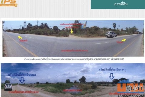 ขายที่ดินเปล่า ทำเลดี 215-3-17.1 ไร่ (ที่ดินมีบ่อน้ำบางส่วน) บางไทร จ.อยุธยา