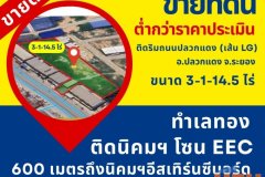 ขายด่วน ขายที่ดินต่ำกว่าราคาประเมิน ที่ดินติดริมถนนปลวกแดง เส้นLG