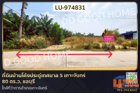 LU-974831 ที่ดินบ้านโค้งประดู่เทศบาล 5 เกาะจันทร์ 80 ตร.ว. ชลบุรี ใกล้ที่ว่าการอำเภอเกาะจันทร์