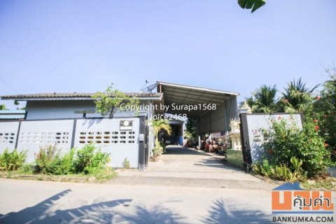 ขายที่ดิน พร้อมโกดัง และบ้านตึกชั้นเดียว 158.5 ตร.ว บ้านแพ้ว หลักสาม หลังมุม