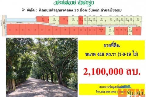 ขายที่ดิน ติดถนนลำลูกกาคลอง13