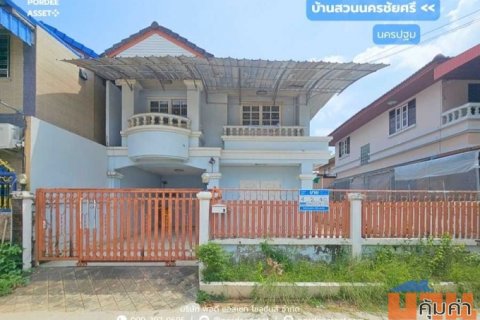 ขาย!! บ้านแฝด บ้านสวนนครชัยศรี จ.นครปฐม (ขนาด 40 ตร.ว.)  ถนนหน้าบ้านกว้าง 7 เมตร โครงการอยู่ติดถนนใหญ่ ถนนเพชรเกษม