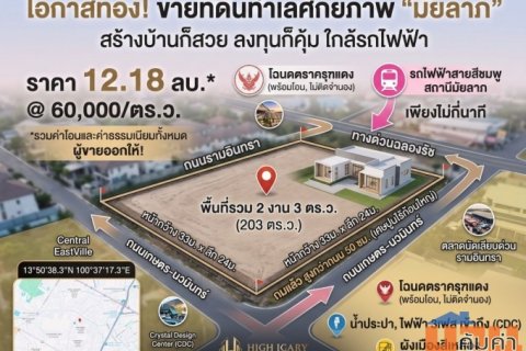 ขายที่ดิน 2 งาน 3 ตร.ว. ซอยมัยลาภ ประเสริฐมนูกิจ 29 แยก 8 ถมแล้ว พร้อมโอน