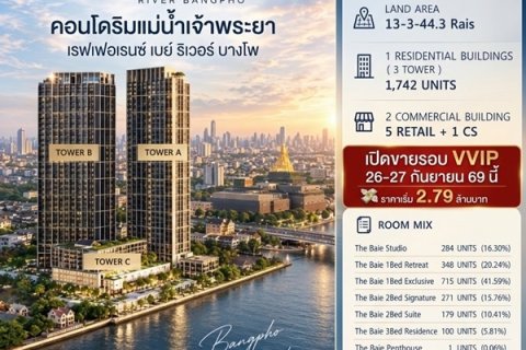 ด่วน! Reference BAIE River Bangpho เปิดสิทธิ์รอบ VVIP 26–27 ก.ย.69 นี้ คอนโดหรูริมแม่น้ำเจ้าพระยา โทร 065-563-9565