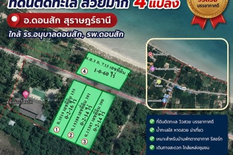 ขายด่วน ราคาถูกๆ ที่ดินติดทะเล สวยมาก 4 แปลง อ.ดอนสัก สุราษฎร์ธานี ใกล้ รร.อนุบาลดอนสัก, รพ.ดอนสัก โทร 0632897879