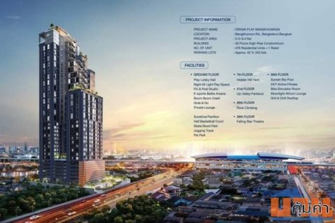 ขายดาวน์ขาดทุนคอนโด Origin Play บางขุนนท์ ทริปเปิ้ล สเตชั่น ห้อง DUO space 2 ชั้น