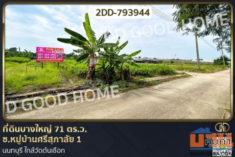 2DD-793944 ที่ดินบางใหญ่ 71 ตร.ว. ซ.หมู่บ้านศรีสุภาลัย 1 นนทบุรี ใกล้วัดต้นเชือก