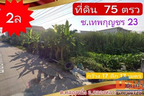 ขาย ที่ดิน ถ. ไอยรา 75 ตรว จ.ปทุมธานี อ.คลองหลวง ซ.เทพกุญชร 23