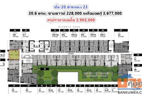 ขายดาวน์ คอนโด Metris District Ladprao 30.7 ตรม. ชั้น 20 ตำแหน่ง 13