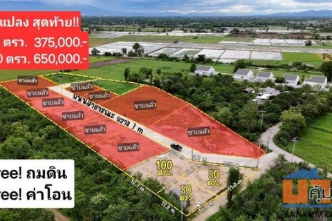 ขายที่ดินจัดสรรเริ่ม 50ตรว. 375,000บ. ฟรีโอน วิวเขา สาธารณูปโภค ใกล้เทศบาล ต.บวกค้าง อ.สันกำแพง เชียงใหม่