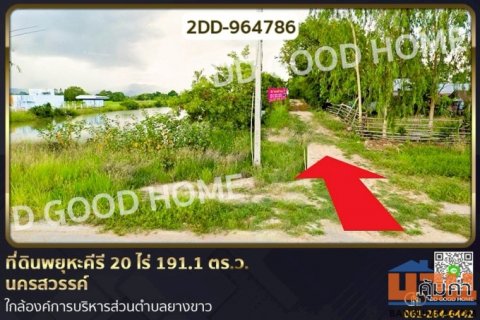 2DD-964786 ที่ดินพยุหะคีรี 20 ไร่ 191.1 ตร.ว. นครสวรรค์ ใกล้องค์การบริหารส่วนตำบลยางขาว