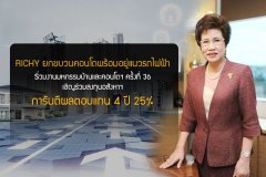 RICHY ยกขบวนคอนโดพร้อมอยู่แนวรถไฟฟ้า ร่วมงานมหกรรมบ้านและคอนโดฯ ครั้งที่ 36 เชิญร่วมลงทุนอสังหาฯ การันตีผลตอบแทน 4 ปี 25%