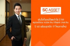 SC เติบโตทั้งรายได้และกำไร ปี 59 สรุปรายได้รวม 14,504 ล้าน กำไรสุทธิ 1,968 ล้าน - ปี 60 พร้อมรุกเปิด 17 โครงการใหม่