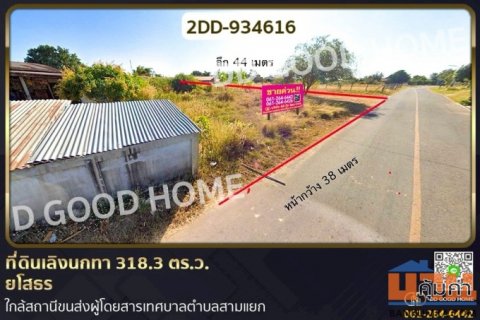 2DD-934616 ที่ดินเลิงนกทา 318.3 ตร.ว. ยโสธร ใกล้สถานีขนส่งผู้โดยสารเทศบาลตำบลสามแยก