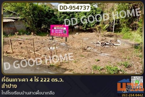 DD-954737 ที่ดินเกาะคา 4 ไร่ 222 ตร.ว. ลำปาง ใกล้โรงเรียนบ้านสาดผึ้งนาเกลือ