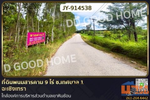 JY-914538 ที่ดินพนมสารคาม 9 ไร่ ซ.เทศบาล 1 ฉะเชิงเทรา ใกล้องค์การบริหารส่วนตำบลเขาหินซ้อน