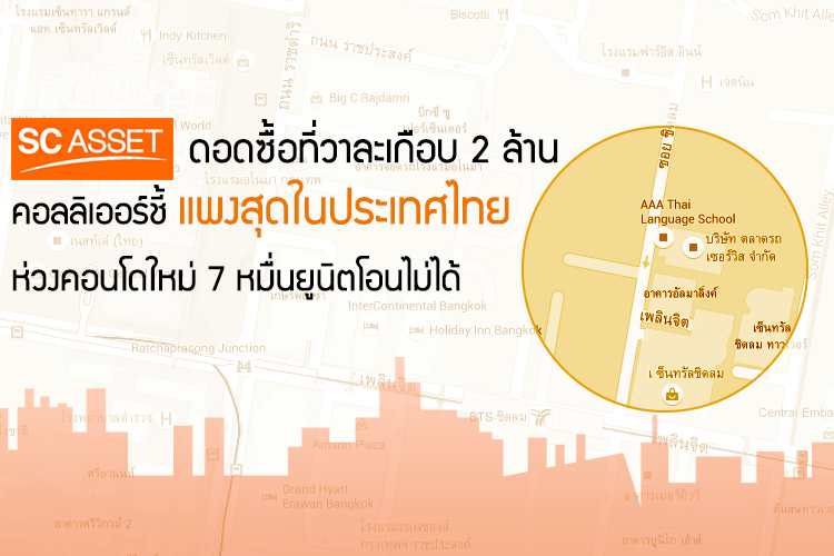 SC ดอดซื้อที่วาละเกือบ 2 ล้าน คอลลิเออร์ ชี้แพงสุดในประเทศไทย - ห่วงคอนโดใหม่ 7 หมื่นยูนิตโอนไม่ได้
