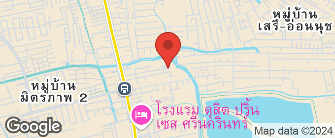 แผนที่ : ขายที่ดินถมแล้ว ทำเลศักยภาพ ซอยศรีนครินทร์ 43 ใกล้ MRT เพียง 400 เมตร ใกล้ห้างซีคอนฯ เพียง 1 กม.