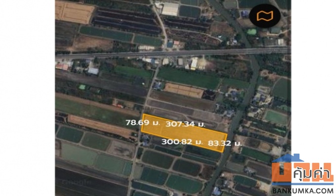 ที่ดินสวย ลดพิเศษ ที่ดินติดคลอง 15 ไร่ ถนน3422 อ.บางเลน จ.นครปฐม