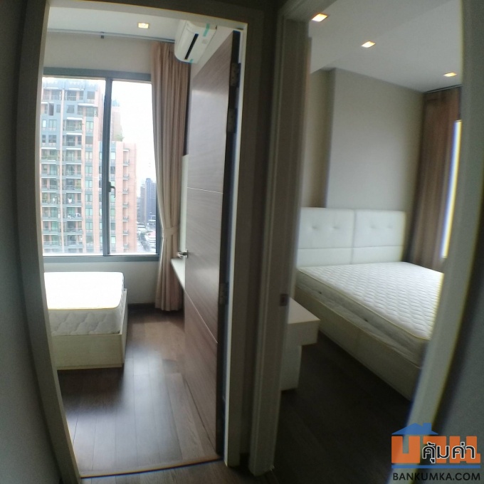 Q asoke เพชรบุรีตัดใหม่ 2 Bed 1 bath ชั้น 34 เฟอร์ครบ มีระเบียง วิวเมืองสวยไม่บล็อค