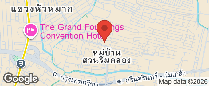 แผนที่ : ขายถูก ม.มัณฑนา พระราม 9–ศรีนครินทร์ แบบ Onyx พร้อมเฟอร์นิเจอร์บิวท์อิน และแอร์ 5 เครื่อง ใกล้สวนสาธารณะ